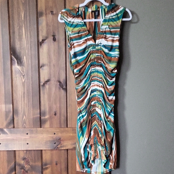 Kenneth Cole Dresses & Skirts - Kenneth Cole Green and Brown Striped Midi Dress